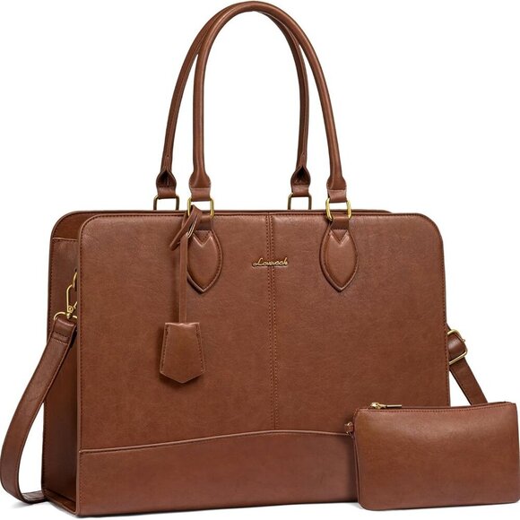 Laptop Tote Bag for Women, Vintage Leather Purse, Computer Briefcase, Waterproof - Picture 1 of 7